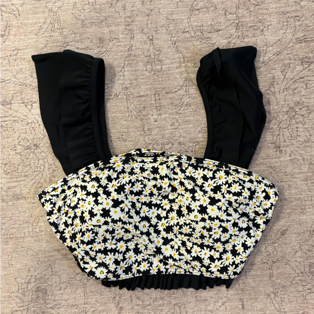 DownEast Black and White Floral Swimwear
